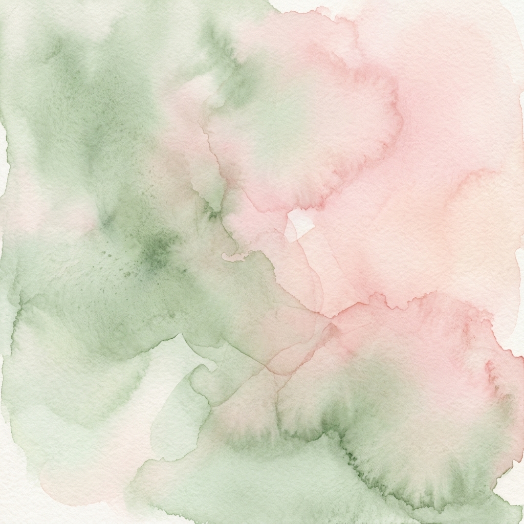 Soft sage and blush watercolour wash